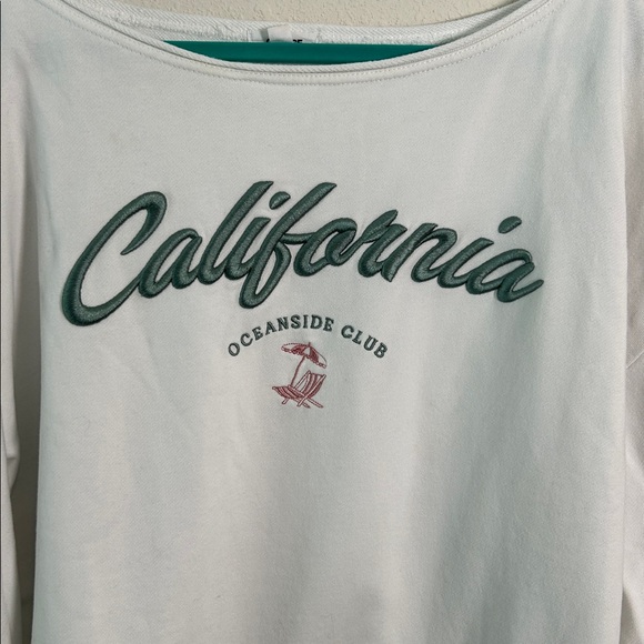 Garage Boatneck California Oceanside Club Embroidered Sweatshirt Women’s size Lg - Picture 2 of 10